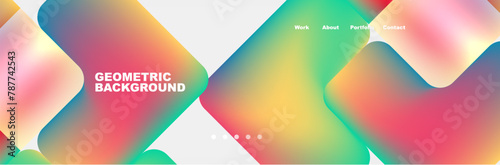 A colorful geometric pattern featuring triangles, circles, and rectangles in a rainbow of tints and shades. The artful design creates a visually appealing background