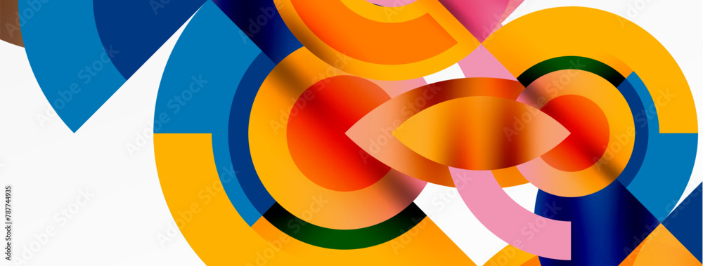A closeup of a vibrant geometric pattern with circles and symmetry on a white background. Electric blue tints and shades add to the colorful artistry of the design A closeup of a vibrant geometric pattern with circles and symmetry on a white background. Electric blue tints and shades add to the colorful artistry of the design