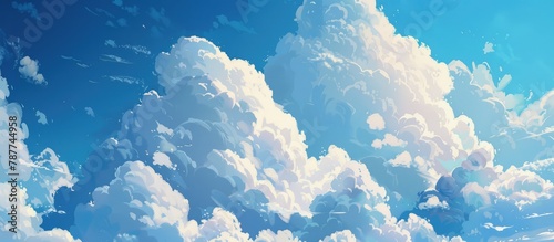 White fluffy clouds floating in the azure sky. photo