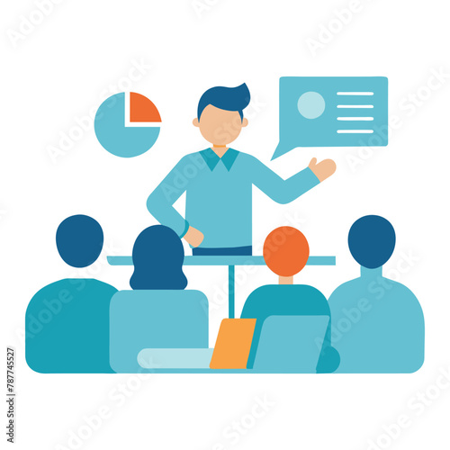 Presentation, vision, strategy. Discussing business plan. icon shapes Vector illustration vector illustration. on white background.