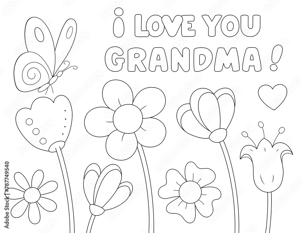 i love you grandma coloring page. you can print it on standard 8.5x11 inch paper