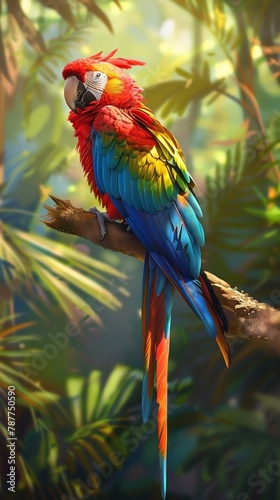 Colorful parrots perched on the branches © wpw