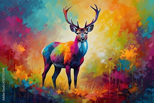 abstract watercolor background with deer