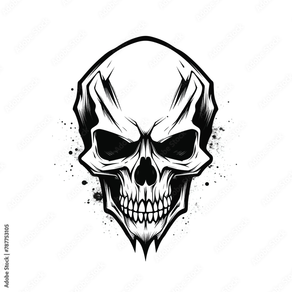 Fototapeta premium Flaming skull logo chicken hand drawn halloween skull cakes hand drawn illustrator mexican skull logo traditional skeleton hand middle finger skull decor halloween hand cartoon drawing
