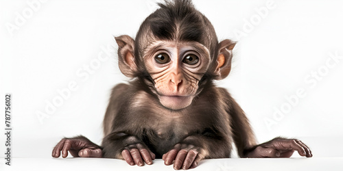 close up a Baboon Hamlyn's monkey Isolated white transparent background