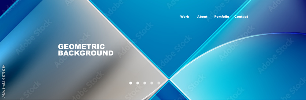 Obraz premium A display device showcasing an electric blue and azure geometric background with a circle in the middle, surrounded by triangles and rectangles in a symmetrical pattern