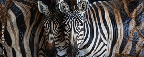 Zebra in African jungle photo