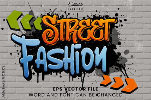 Street fashion graffiti editable vector text effect