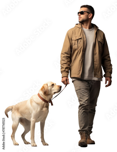 PNG A happy blind man with dog footwear walking mammal. 