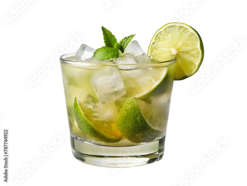 Tasty mint julep cocktail glass isolated on transparent background