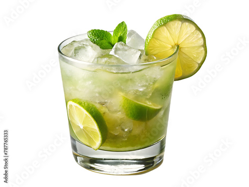 Tasty mint julep cocktail glass isolated on transparent background