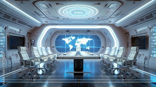 Predictive analytics in business meeting white room requirements gathering methodologies, showcased in a futuristic boardroom