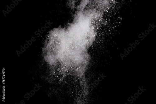 abstract powder splatted background,Freeze motion of color powder exploding throwing color powder,color glitter texture on black background © kitsana