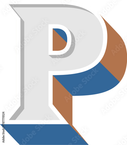 3D Classic Serif Retro Letter Alphabet P