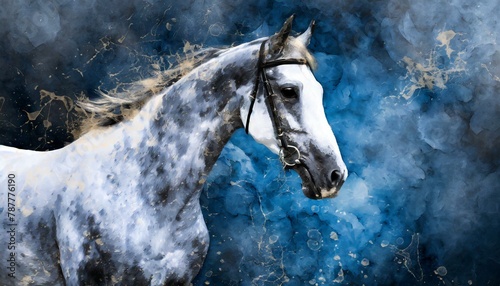white horse in the dark, wallpaper Horse artistic marble effect illustration sculpture picture