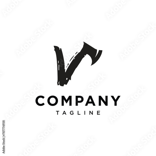 Letter V Axe logo icon vector template