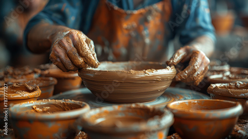 Person Creating a Clay Bowl photo