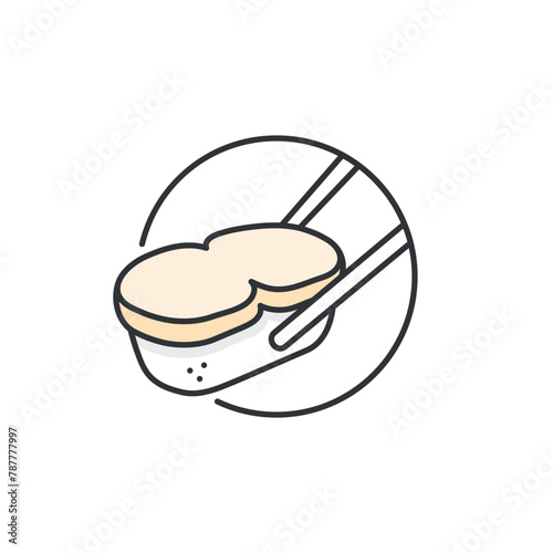 Scallop sushi illustration. Fresh sashimi grade japanese food. Asian meal temptation. 