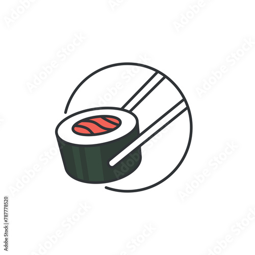 Tekka maki tuna sushi roll. Simple healthy food. Sushi icon. Fresh raw meal.