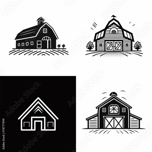 Barn farmhouse hipster retro logo design vector illustration