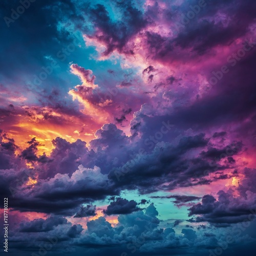 Fantastic colorful sky with clouds