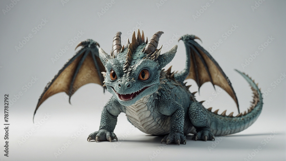 baby dragon posing on white background 14