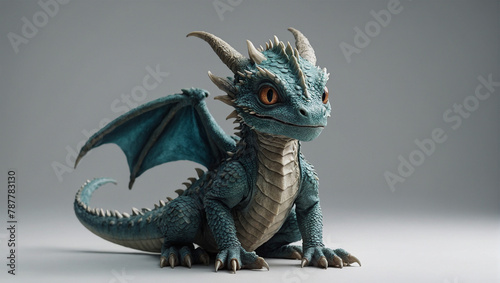 baby dragon posing on white background