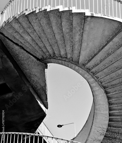 
Spiral staircase Modern architecture detail Abstract background. non-obvious, architecture, black and white, monochrome