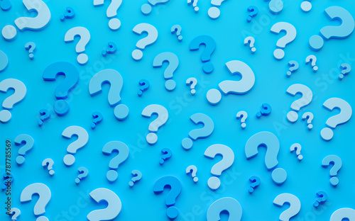 Question mark on a blue background. 3d render