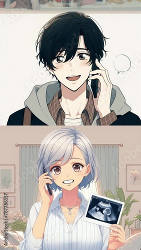 A man and a woman talking on the phone