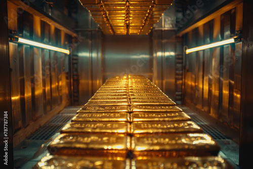 A stack of gold bars rests in the security room