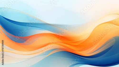 Abstract blue and orange waves flowing gracefully alongside intricate vector patterns, creating a captivating background scene captured with crisp HD quality.