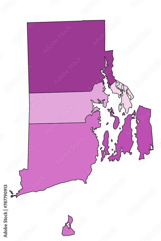 Rhode Island administrative map. counties map of Rhode Island with