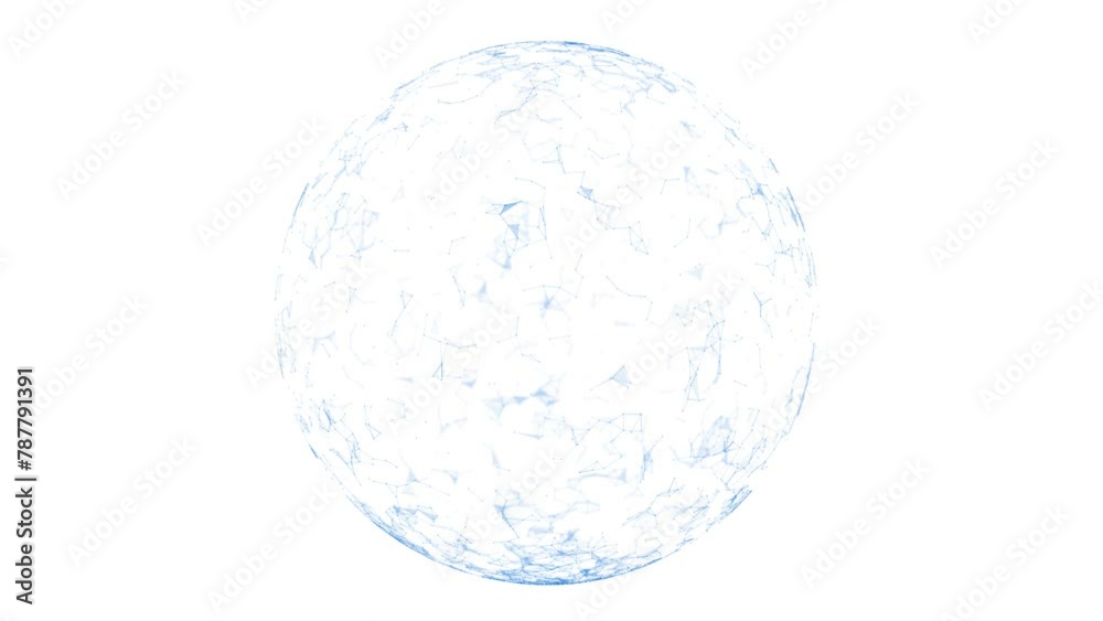Digital plexus sphere loop rotation isolated on white background. Concept digital technology copy space animation. Digital plexus sphere loop rotation isolated on white background. Concept digital technology copy space animation.