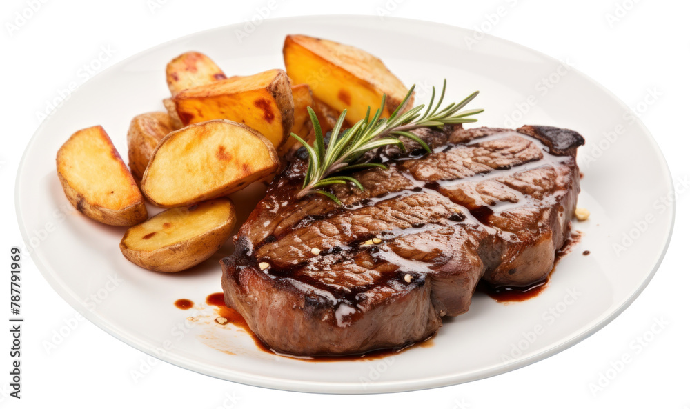 PNG Grilled beef steak plate food meat. AI generated Image by rawpixel.