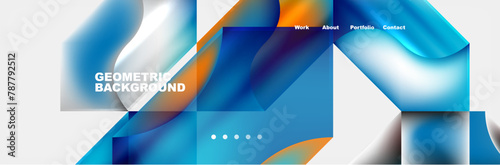 A modern geometric background featuring electric blue and orange arrows on a white canvas. Perfect for publication graphics or brand artwork