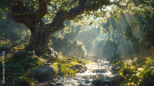 Mystical Forest Glen  Ancient Trees  Sparkling Streams  Ethereal Light