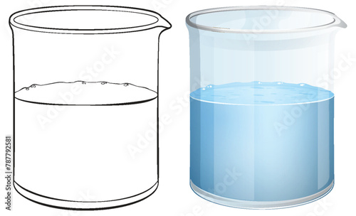 Vector illustration of a full glass beaker