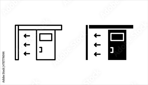 sliding door icon set. sliding door sign. vector illustration on white background.