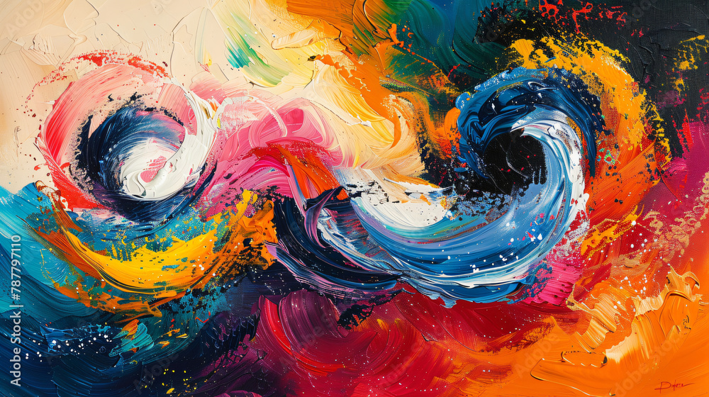 Vibrant Swirls: Abstract Painting with Bold Brushstrokes