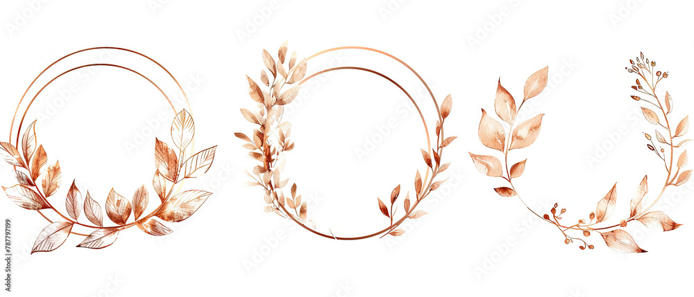 a close up of a set of three watercolor wreaths