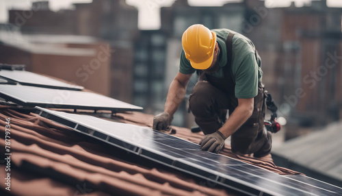 Dedicated Craftsman Installing Solar Panels for Sustainability