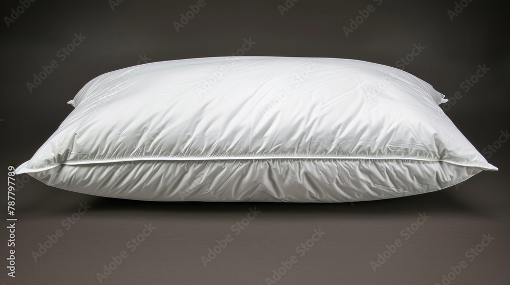 A white pillow atop another on a gray floor Nearby, a single white pillow rests A white pillow atop another on a gray floor Nearby, a single white pillow rests