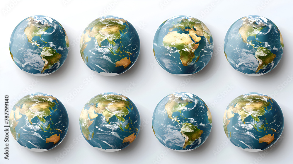 Set of transparent globes of Earth, generative Ai - obrazy, fototapety, plakaty 