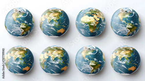 Set of transparent globes of Earth, generative Ai