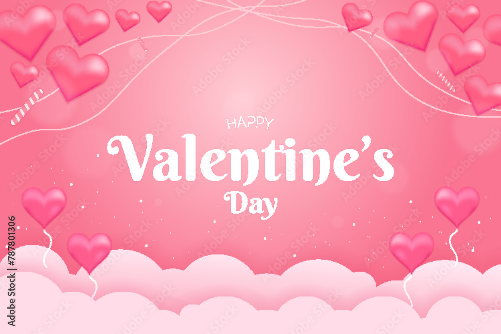 Happy valentine's day background with line and blur element