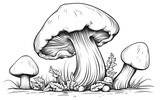 PNG Mushroom sketch drawing fungus.