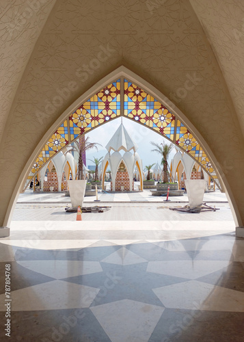 Islamic building ornaments on Al Jabbar Mosques complex photo