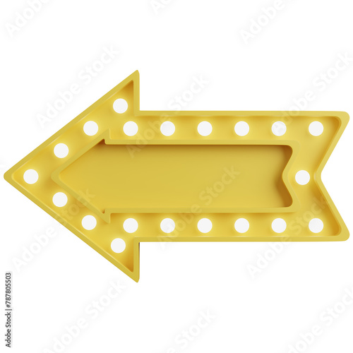 3d render of billboard light bulb with arrow shape.