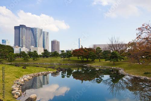 Hamarikyu Gardens, Chuo-Ku, Tokyo, Japan.
